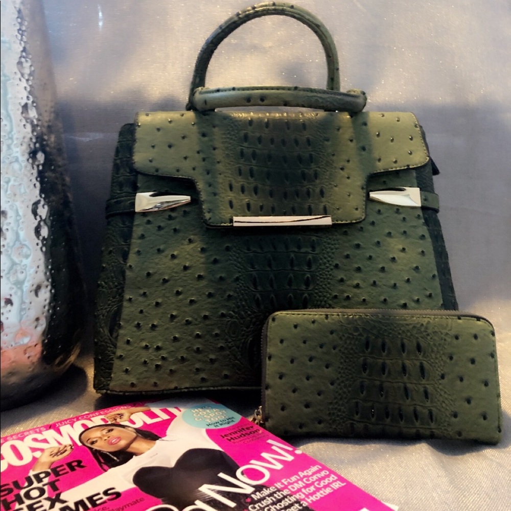 Faux Leather Olive Handbag